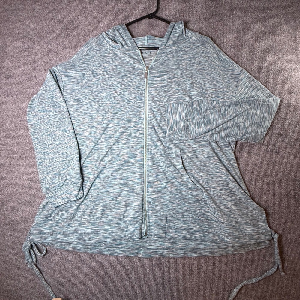 LIVI Active Women Plus 18/20 Blue Space Dye Full Zip Hoodie Side Tie Lightweight